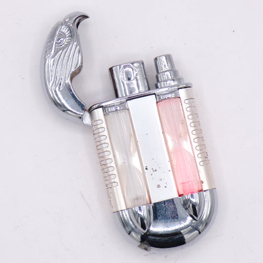 Vintage Silver Chrome Eagle Head Flip Top Refillable Torch Lighter