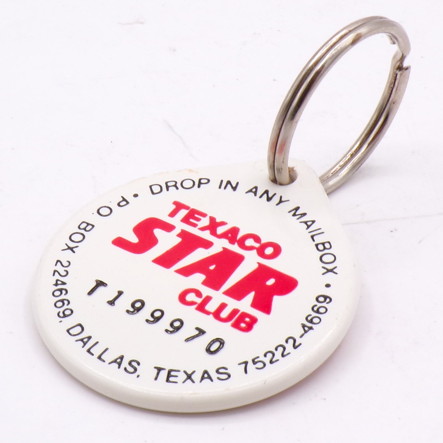 Vintage Texaco Gas Station Star Club Keychain w/Ring