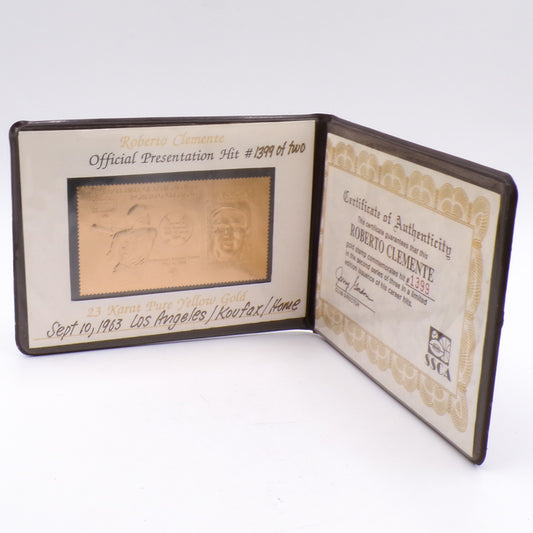 1992 Roberto Clemente HOF Legends 23kt Gold Stamp w/COA '- HOF Koufax Hit