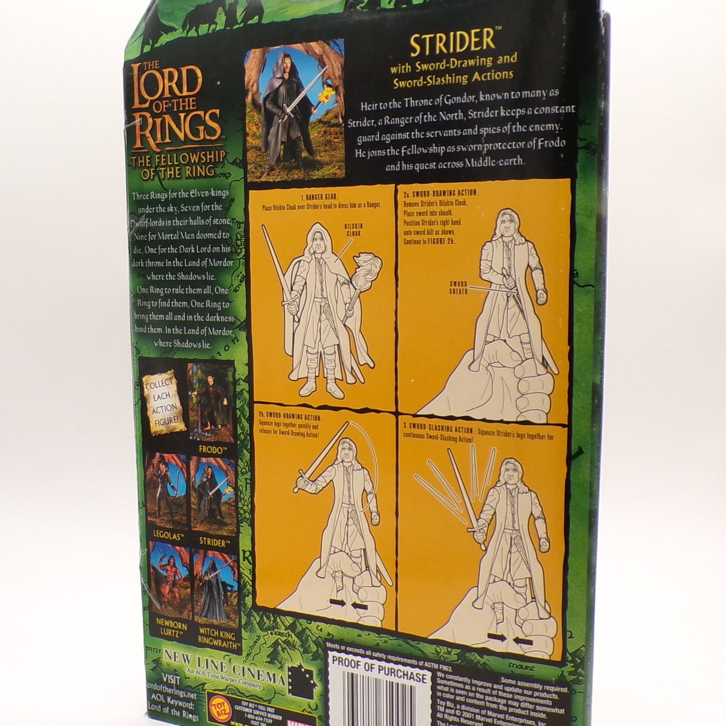 2001 Strider The Lord Of The Rings Fellowship Action Figure NIB