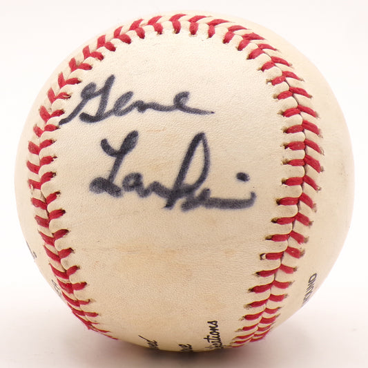 Dated 1992 Autographed Kevin Tapani + Gene Larkin WS Champs Wilson Baseball
