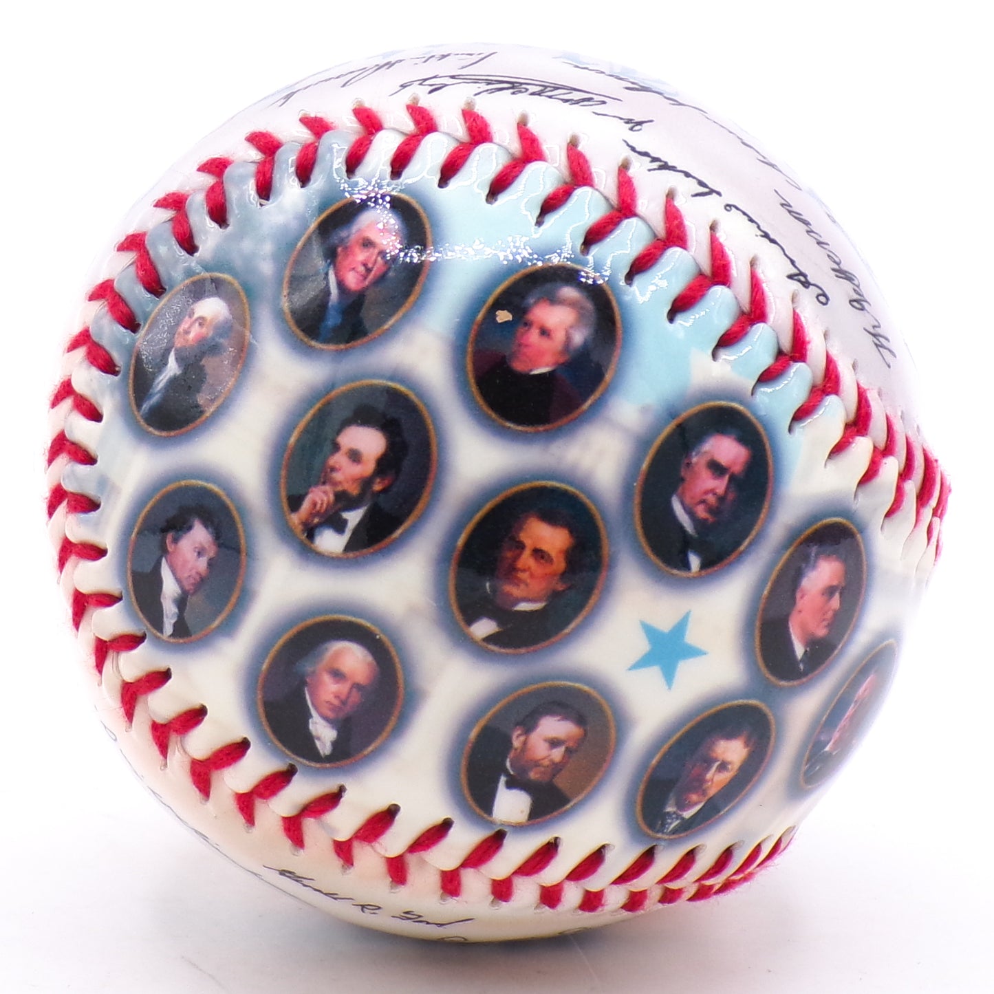 2008 U.S. Presidents Signatures + Portraits Collectible Baseball w/Cube