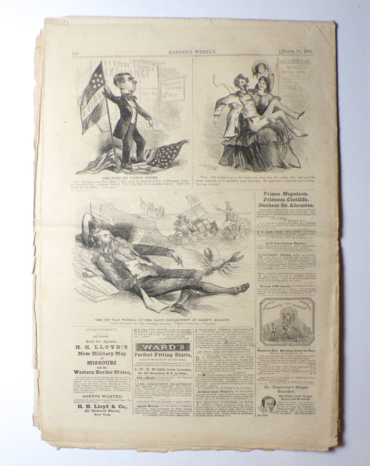Original Harper's Weekly, New York, Battle of Springfield 8/31/1861