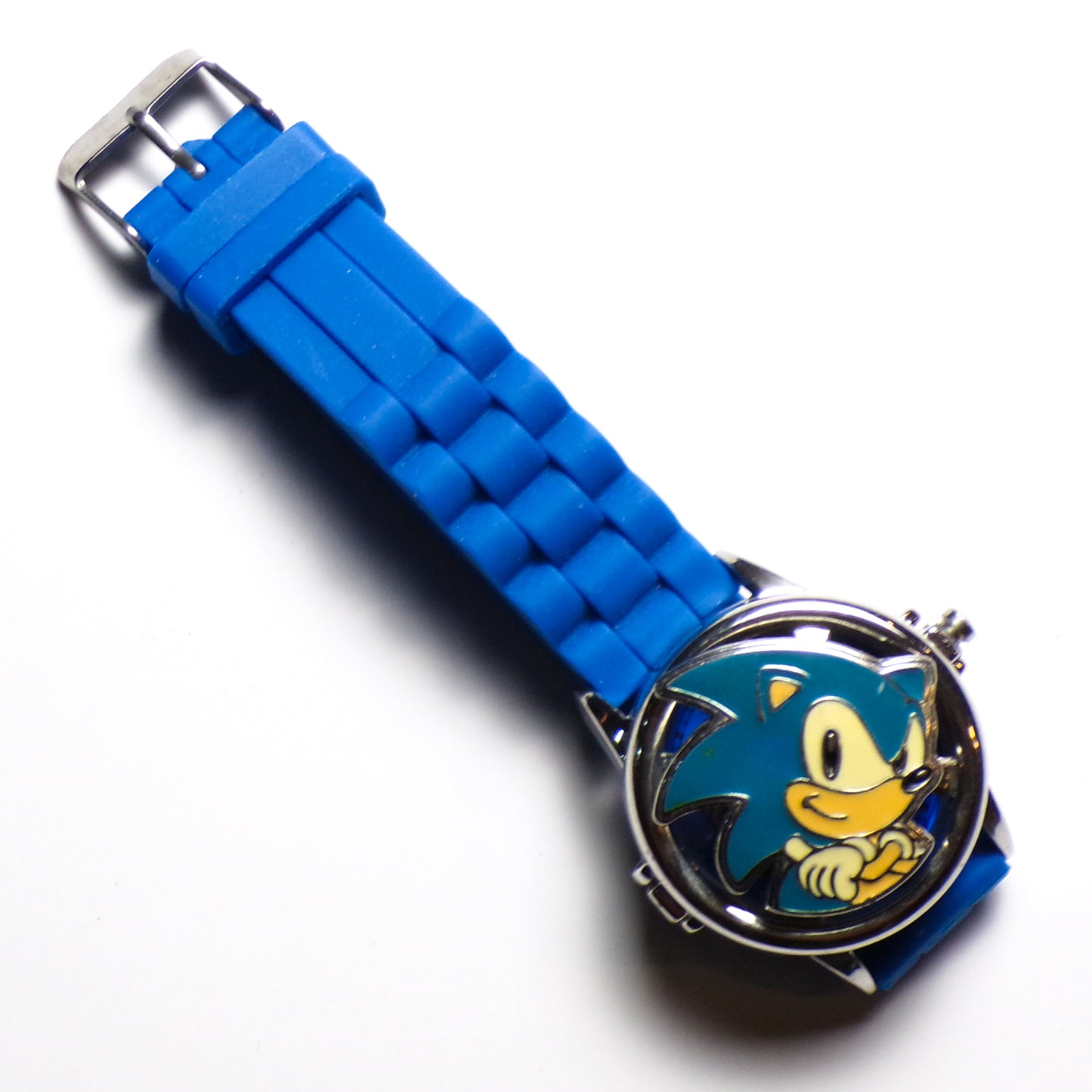 Accutime Sonic The Hedgehog Spinner Flip Up Analog Rubber Band Wrist Watch