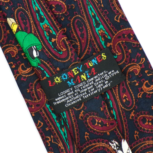 1994 Looney Tunes Mania Paisley Taz Bugs Tweety Marvin Collectible Necktie