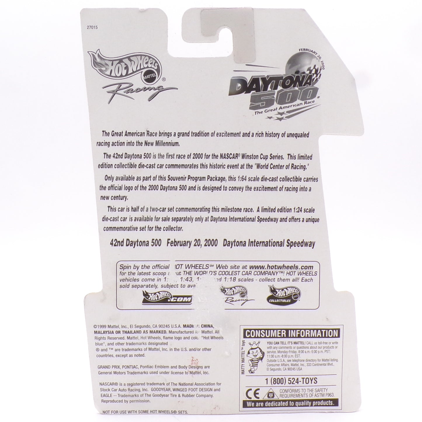 Hot Wheels Racing 2000 NASCAR Daytona 500 Promo Car Pontiac Grand Prix NIB