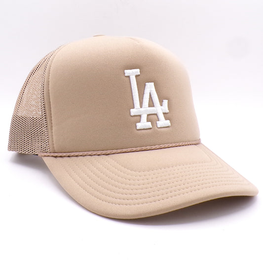 Tan Los Angeles Dodgers Forty-Seven '47 Snapback Mesh Trucker's Hat New