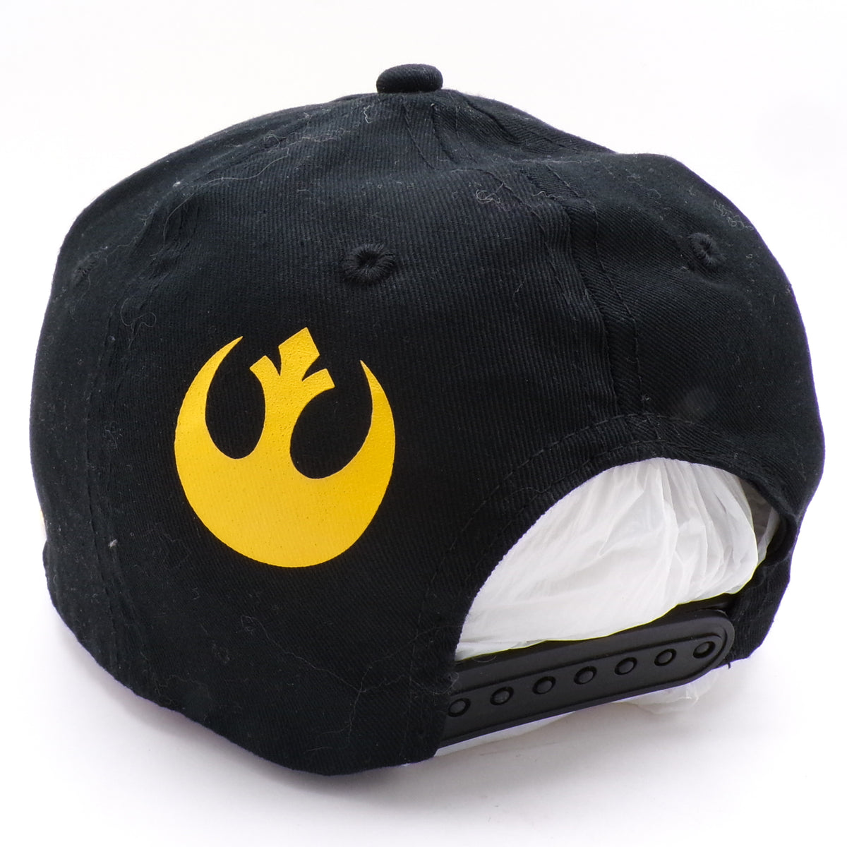 Black + Yellow 3D Puff Star Wars 'May The Force Be w/You' Bill Adjustable Hat - NEW