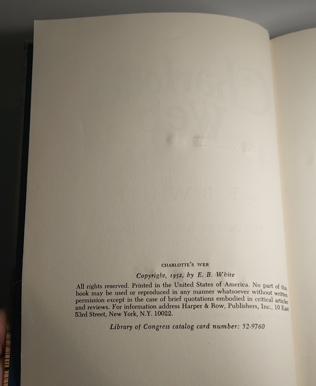 Charlotte's Web E.B. White 1952 First Edition Early Printing 52-9760 Hardcover