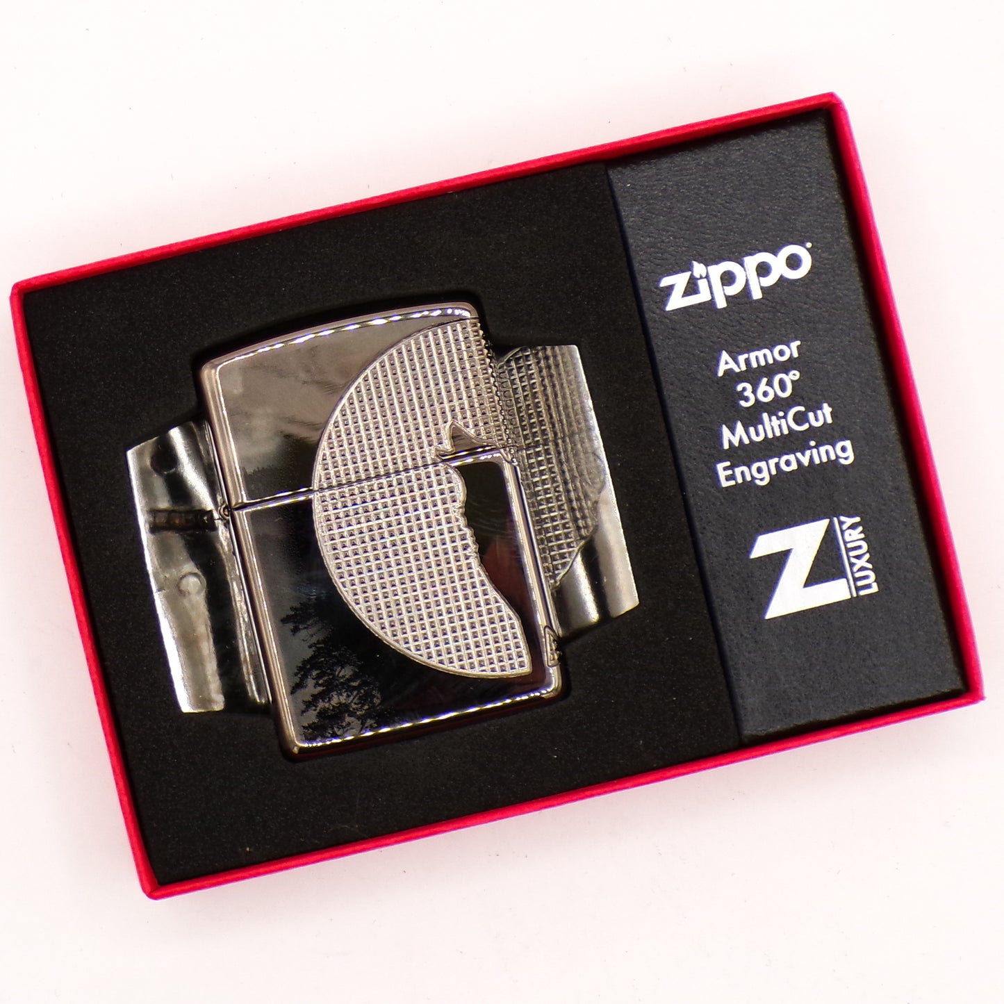 Z Luxury Zippo Armor 360 MultiCut Engraved Wolf/Moon Refillable Lighter