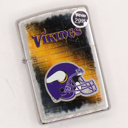 Brushed Chromme Genuine Zippo Minnesota Vikings NFL Refillable Lighter
