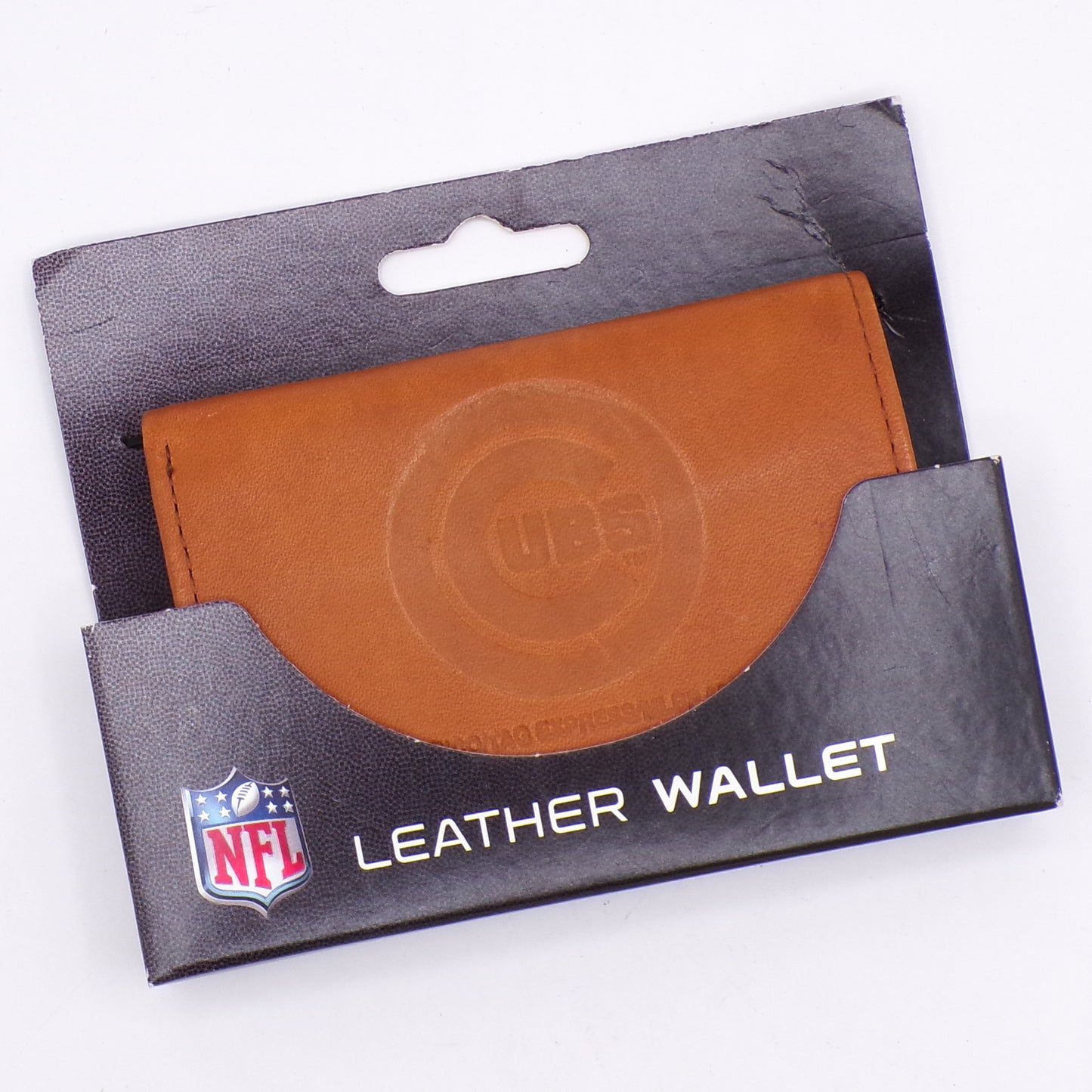 Embossed Genuine Brown Leather Chicago Cubs Tri-Fold Wallet