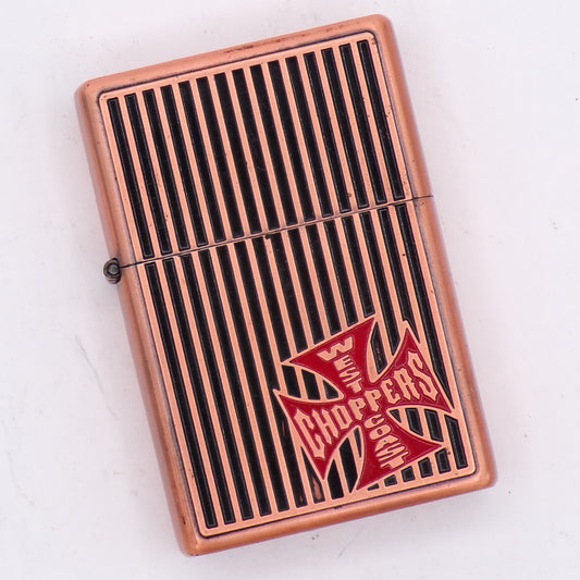 2006 Limited Edition Engraved Copper West Coast Choppers Flip Top Refillable Torch Lighter