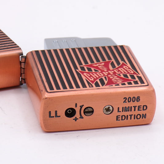2006 Limited Edition Engraved Copper West Coast Choppers Flip Top Refillable Torch Lighter