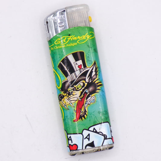 LED Flashing Vintage Ed Hardy by Christian Audigier Wolf Design Refillable Lighter