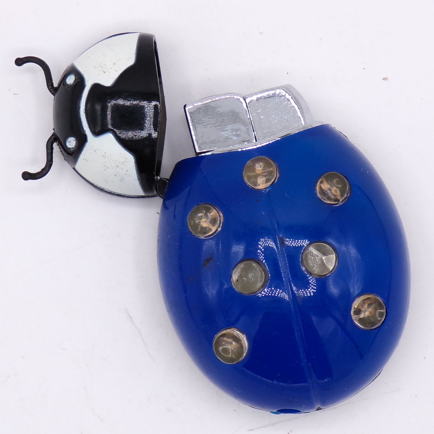 Vintage Blue Butterfly Flip Top Refillable Torch Lighter
