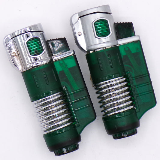 Set of Two Green Triple Flame Refillable Torch Lighters