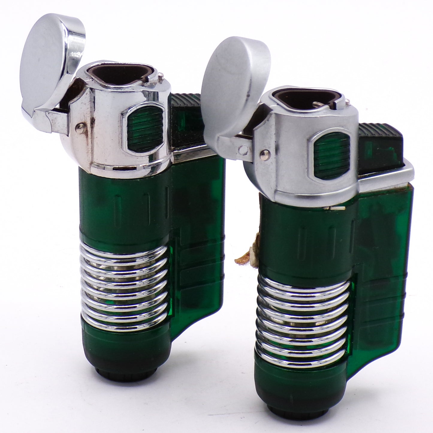 Set of Two Green Triple Flame Refillable Torch Lighters