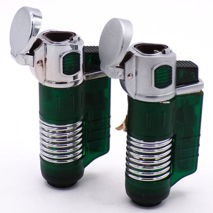 Set of Two Green Triple Flame Refillable Torch Lighters
