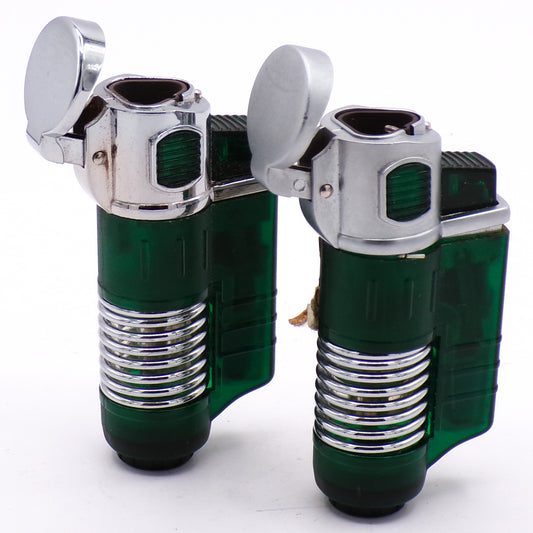 Set of Two Green Triple Flame Refillable Torch Lighters