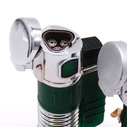 Set of Two Green Triple Flame Refillable Torch Lighters