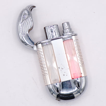 Vintage Silver Chrome Eagle Head Flip Top Refillable Torch Lighter