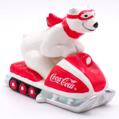 Vintage 1995 Enesco Coca-Cola Snowmobile Polar Bear Figurine