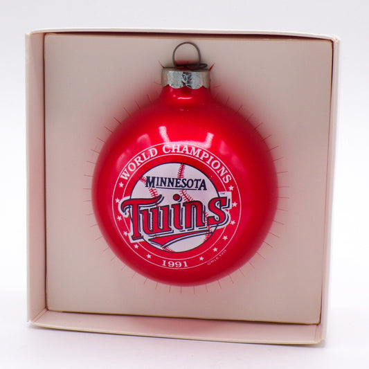 Vintage MLB World Series Minnesota Twins 1991 World Champion Glass Ornament