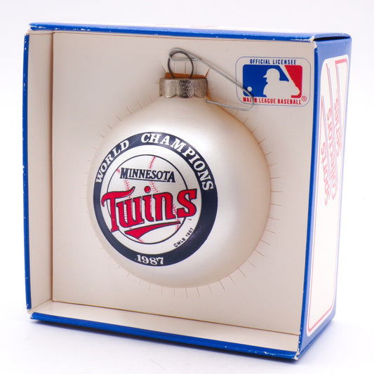 Vintage MLB World Series Minnesota Twins 1987 World Champion Glass Ornament