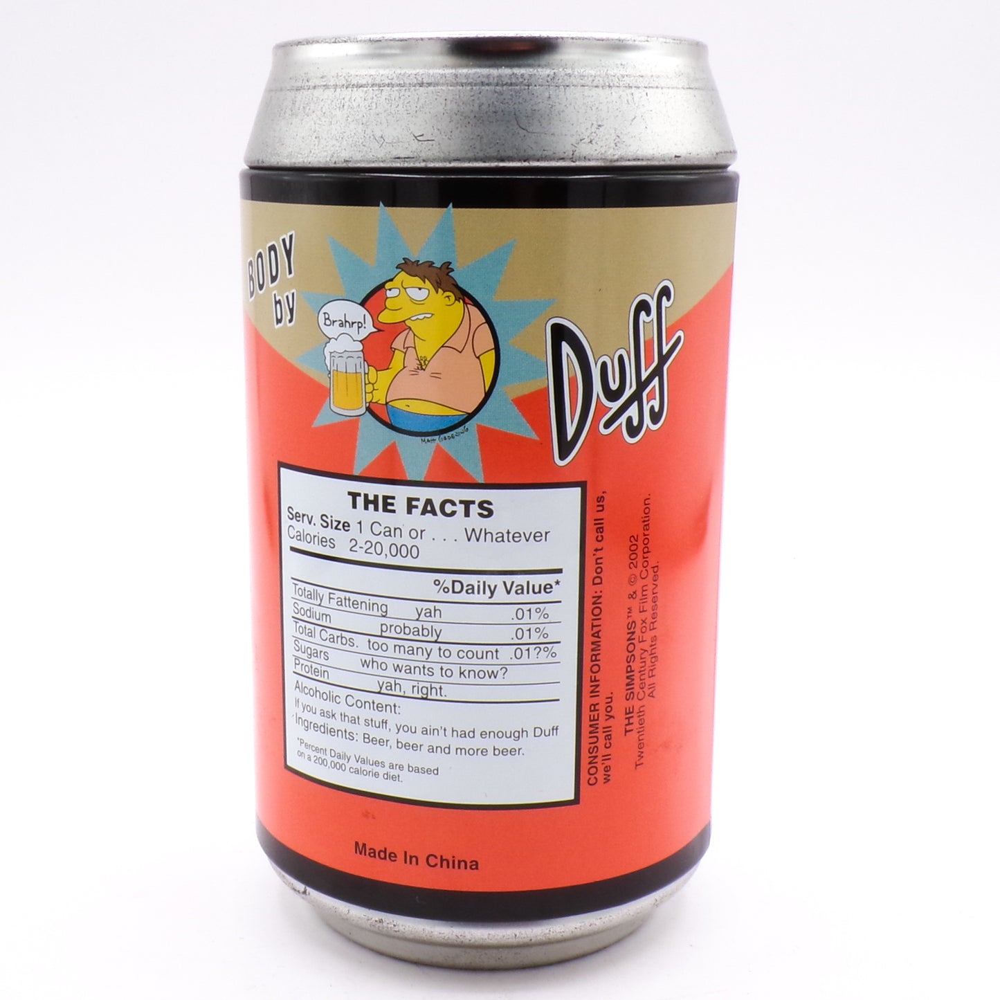 2002 The Simpsons Duff Beer Can Replica Tin Storage Container