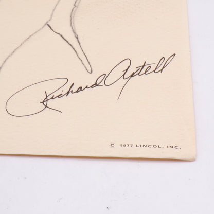 5" x 7" 1977 Boxcar Enterprises Richard Axtell Elvis Presley Sketch Drawing