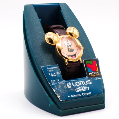 Vintage Lorus Gold Mickey Mouse Glow in the Dark Lumibrite Wrist Watch - New