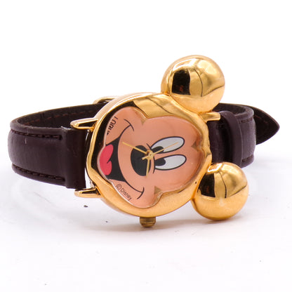Vintage Lorus Gold Mickey Mouse Glow in the Dark Lumibrite Wrist Watch - New