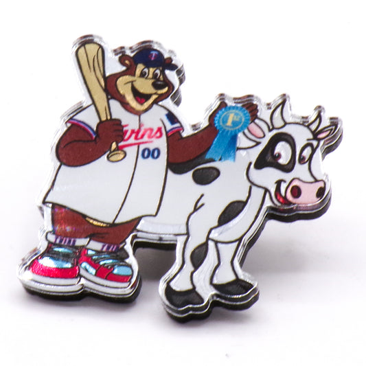 Minnesota Twins TC Bear + Cow Blue Ribbon MLB Lapel Hat Pin