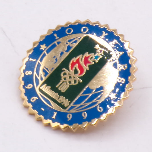 1896-1996 Atlanta 100 Years Olympics Torch Aminco Enamel Lapel Hat Pin