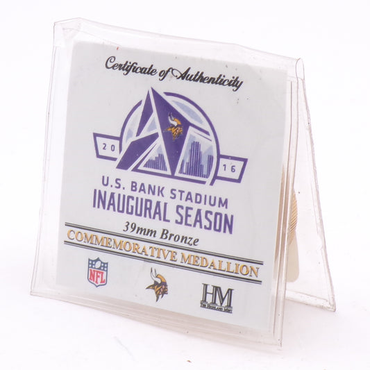 2016 US Bank Stadium MN Vikings Inaugural Season Medallion w/COA