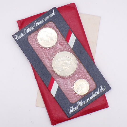 Uncirculated Silver United States 1776-1976 Bicentennial Three Coin Set