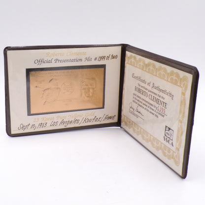 1992 Roberto Clemente HOF Legends 23kt Gold Stamp w/COA '- HOF Koufax Hit