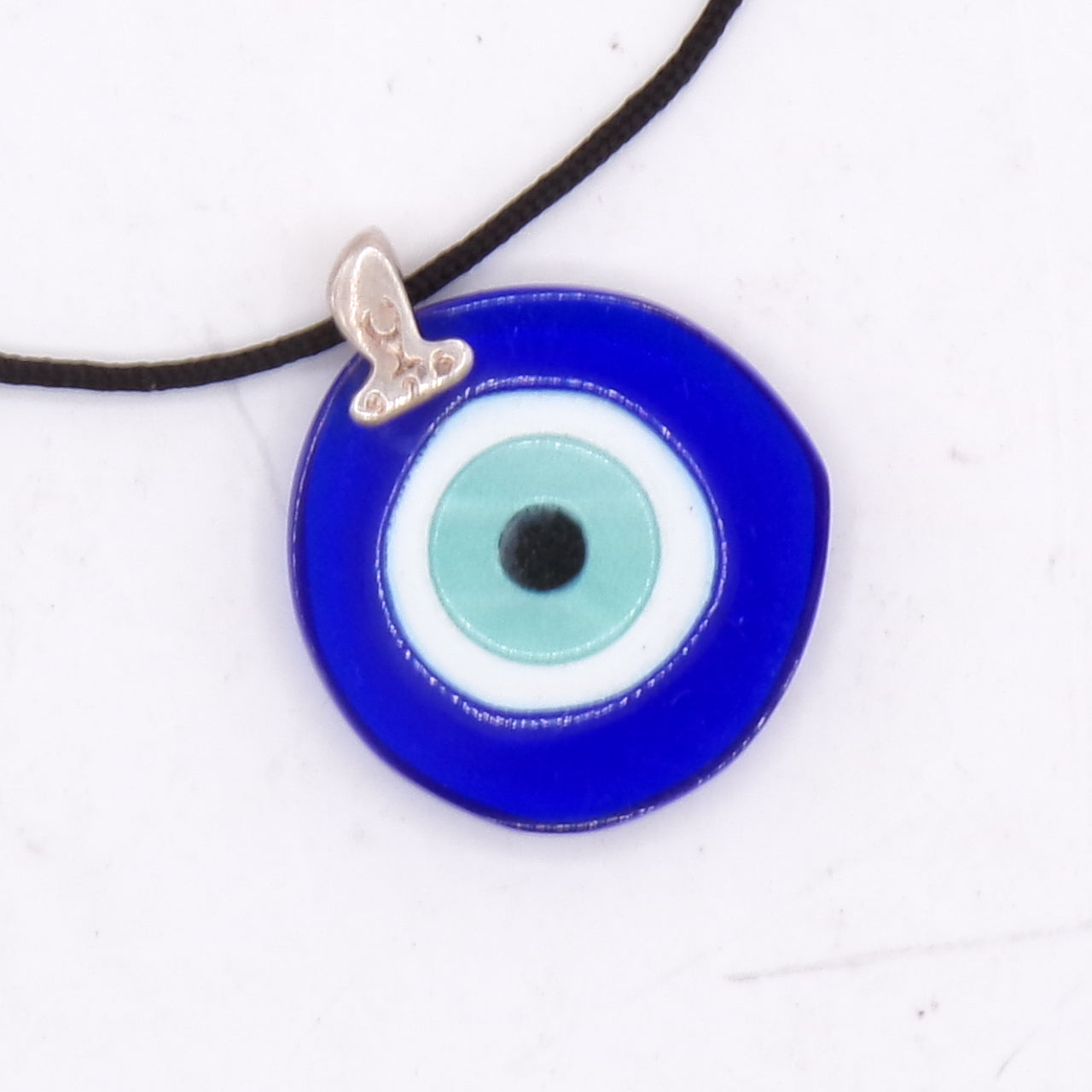 Adjustable Evil Eye Blue Gem Necklace w/Sterling Silver 925 Setting