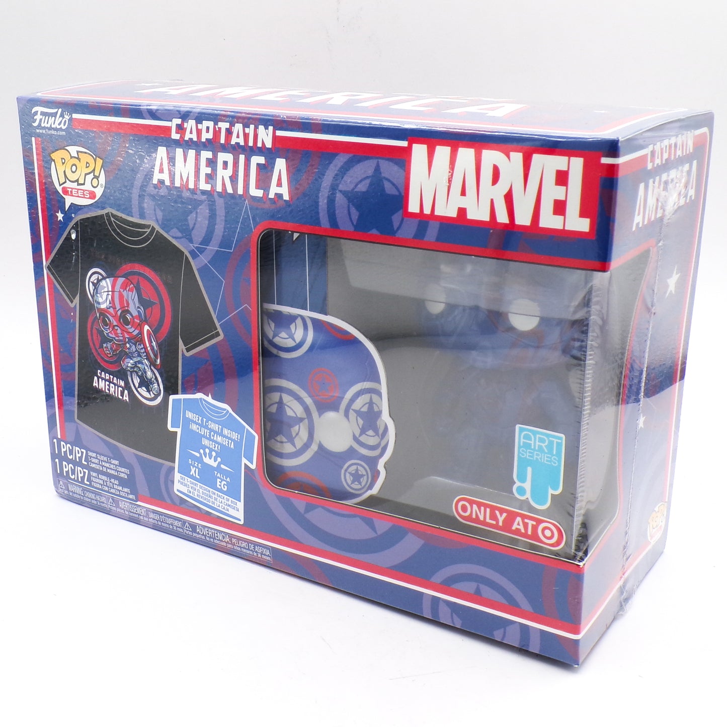 Funko Pop Captain America Marvel Exclusive Art Series XL T-Shirt + Bobblehead