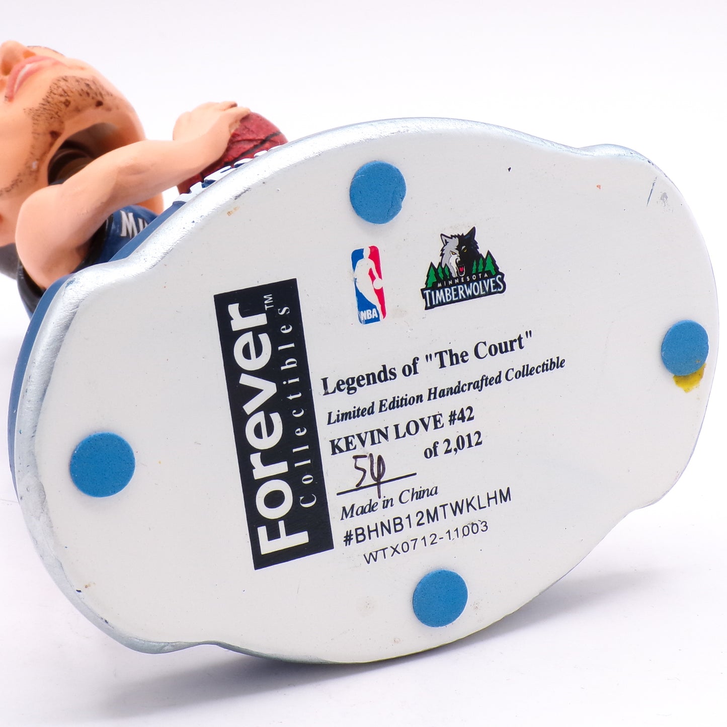 Numbered 2012 Kevin Love #42 Handcrafted LE Timberwolves Bobblehead #/2012