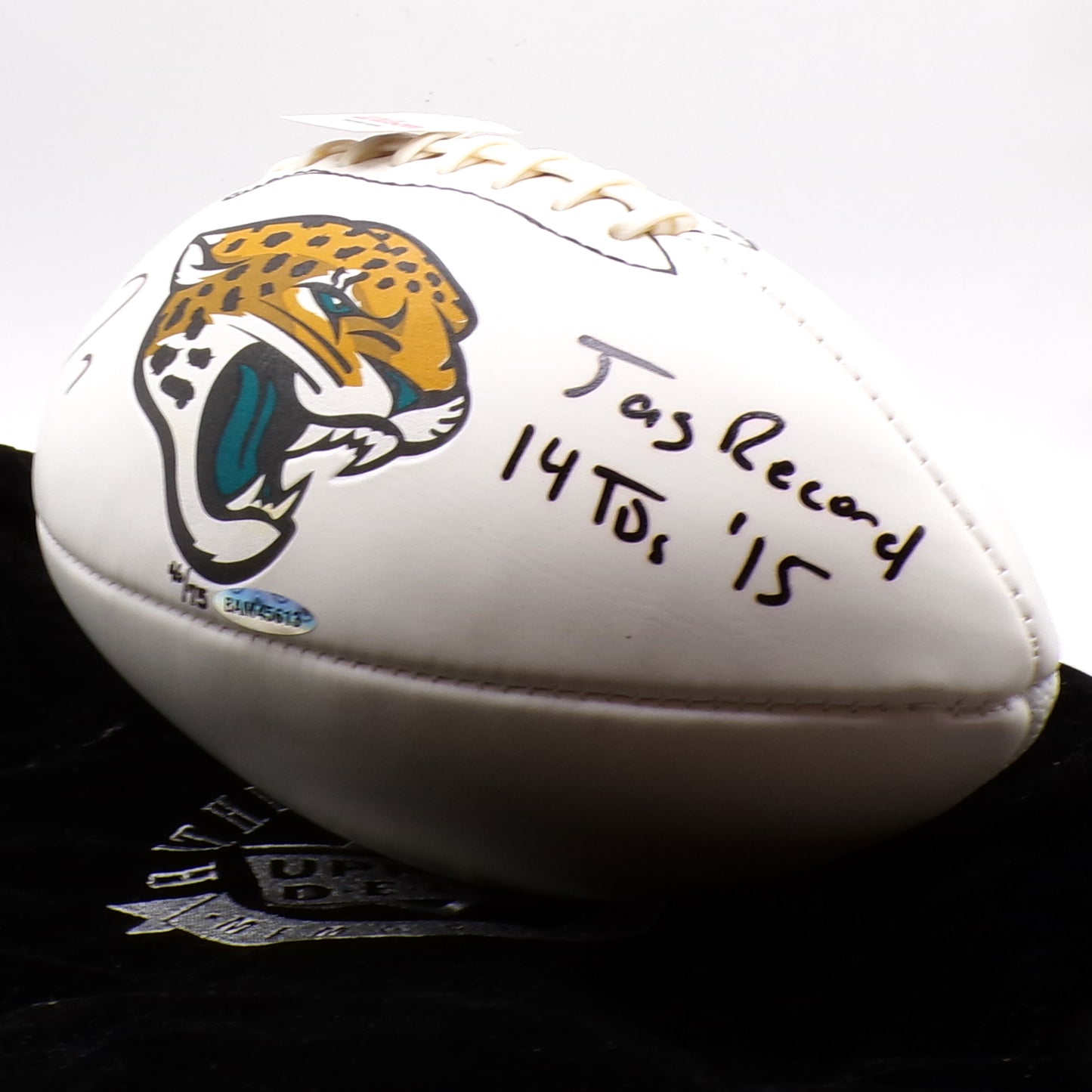 White 2015 UD Allen Robinson Jaguars Record 14TDs Autographed Football #/75