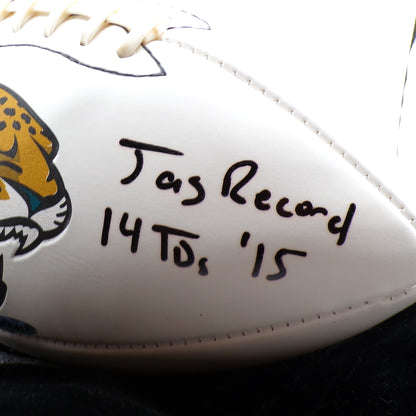 White 2015 UD Allen Robinson Jaguars Record 14TDs Autographed Football #/75