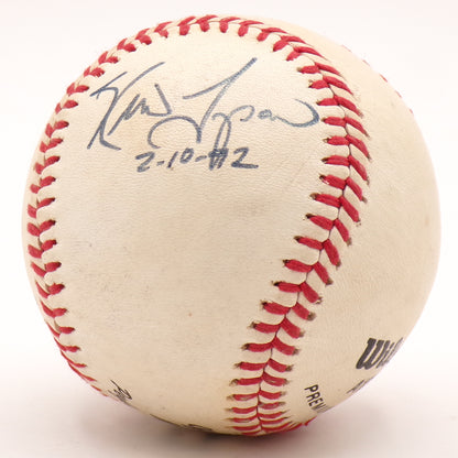 Dated 1992 Autographed Kevin Tapani + Gene Larkin WS Champs Wilson Baseball