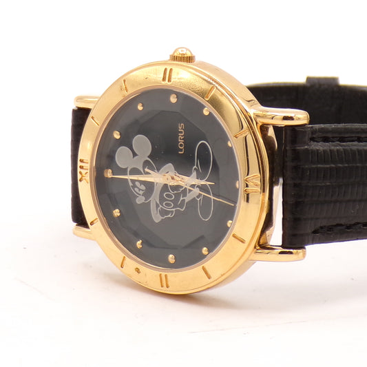 Vintage Lorus Water Resistant Mickey Mouse Goldtone Japan Movt Watch - NWT