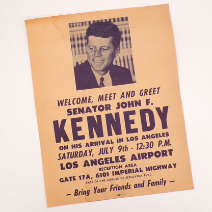 1960 John F. Kennedy California Meet and Greet LAX Event Flyer