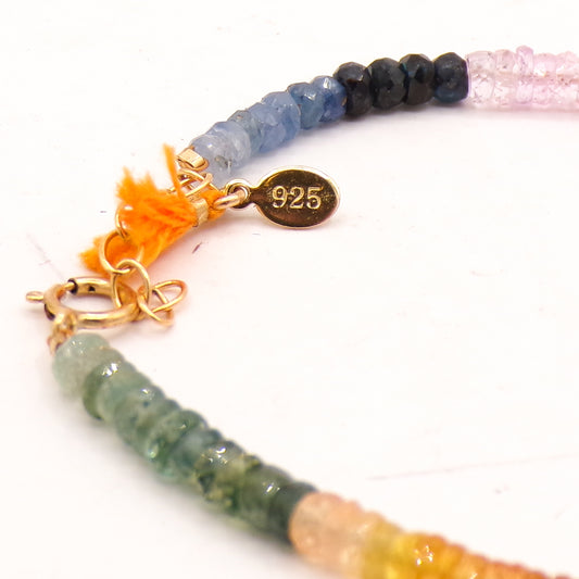 7" Beaded Sterling Silver 925 Sashi Designer Bracelet