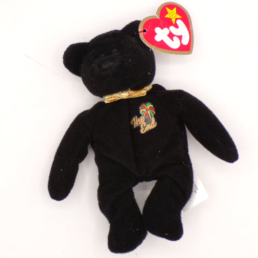 Ty Beanie Baby "The End" Black Bear w/Firework Stitching 1999 - Retired