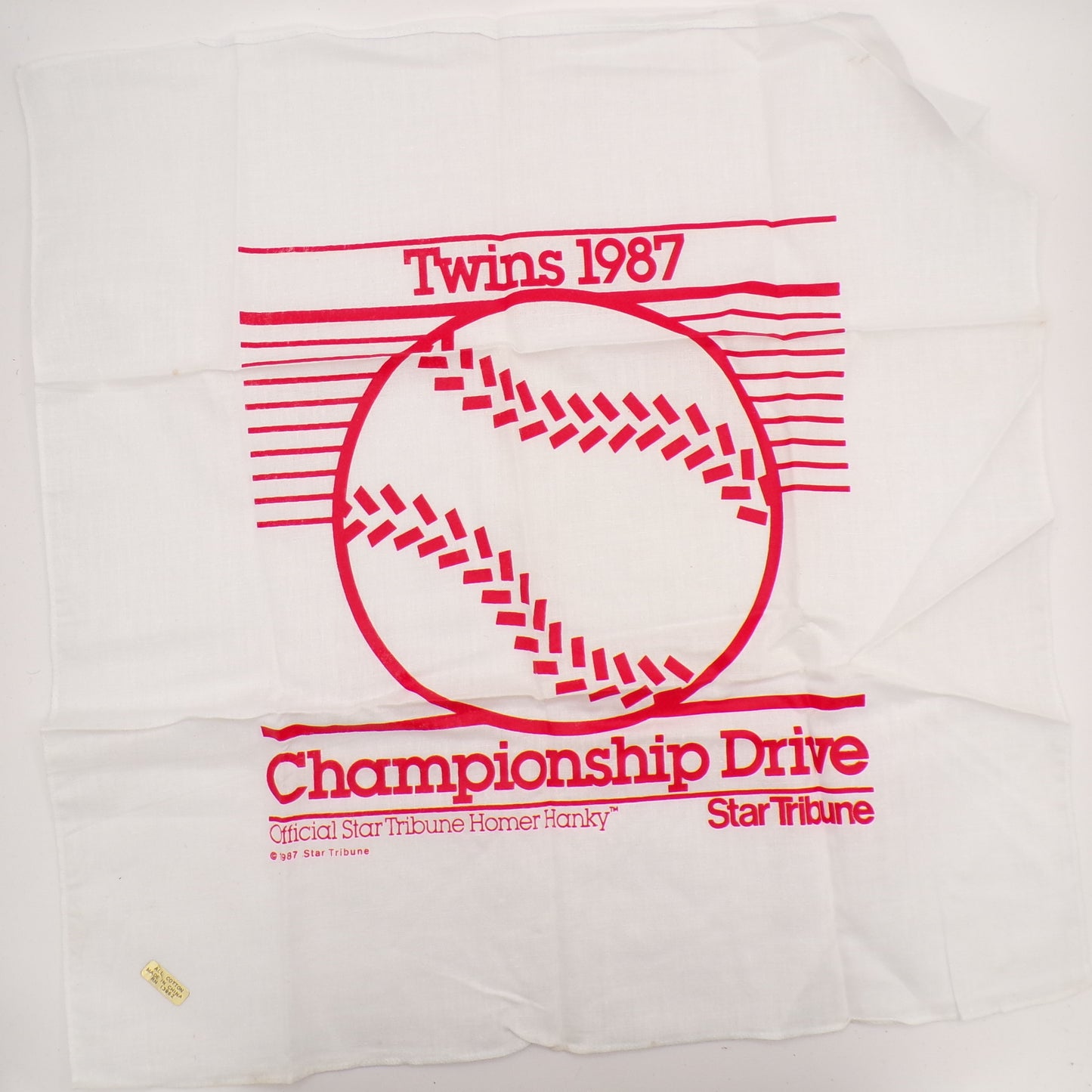 New 1987 Minnesota Twins Homer Hanky Official Star Tribune Championship Drive