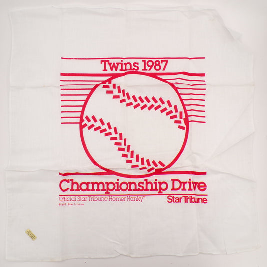 New 1987 Minnesota Twins Homer Hanky Official Star Tribune Championship Drive